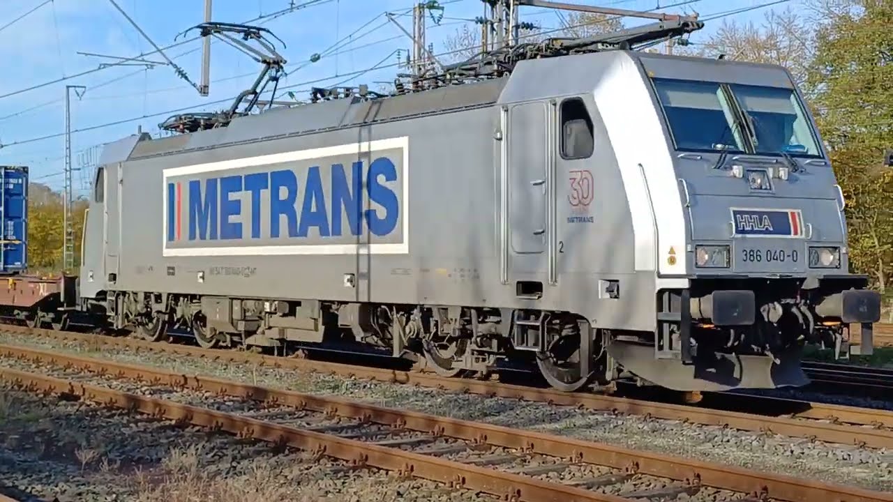 2/11: METRANS 386 040 komt Bad Bentheim  binnen met Praag-shuttle vanuit NL.