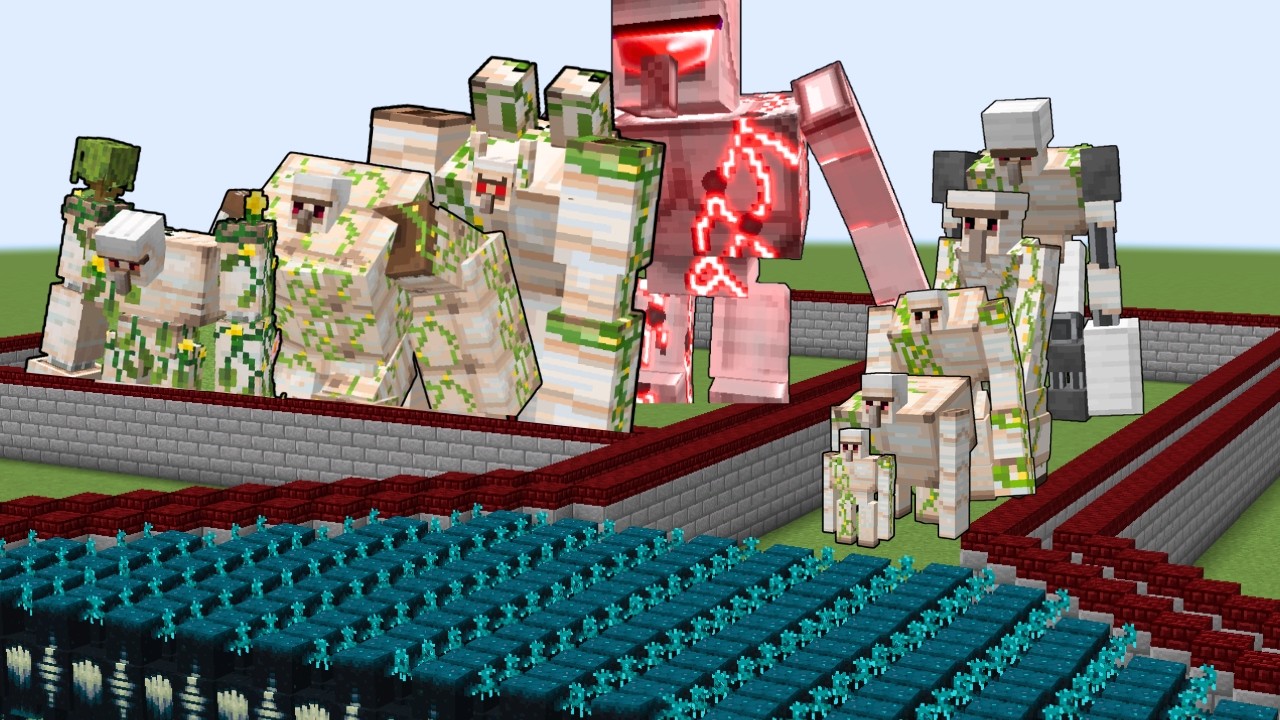 100 WARDEN DEATHRUN (ALL IRON GOLEM BOSSES) - Minecraft Mob Battle