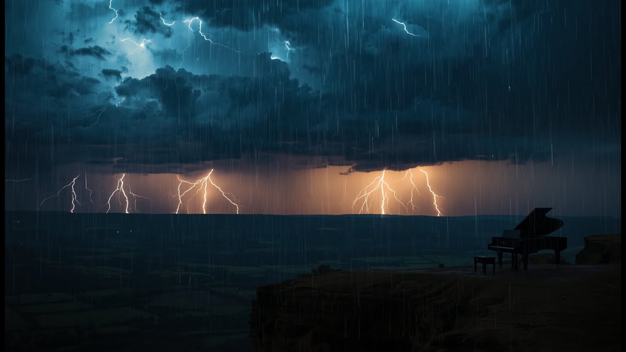 Intense Thunder Rainstorm With Emotional Piano – Powerful Yet Calming Sleep Ambience
