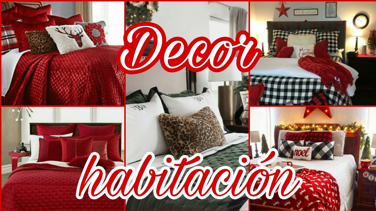ideas para decorar dormitorios en Navidad estilos colores 2022-2023❤