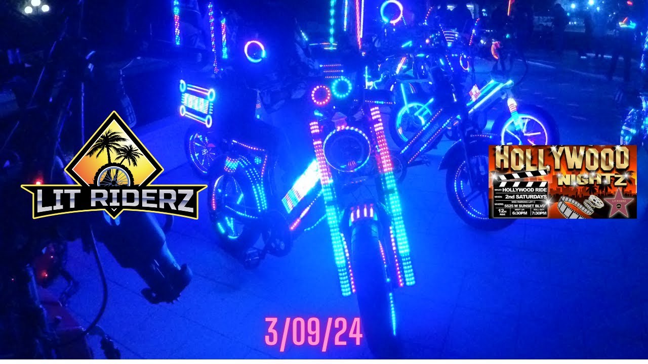 Massive ride! Lit Riderz rides thru Hollwood and Beverly Hills. 03/09/24