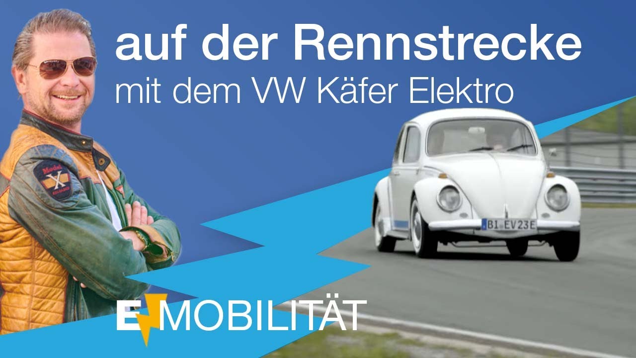 Det Müller mit dem VW Elektro-Käfer auf der Rennstrecke am Bilster Berg