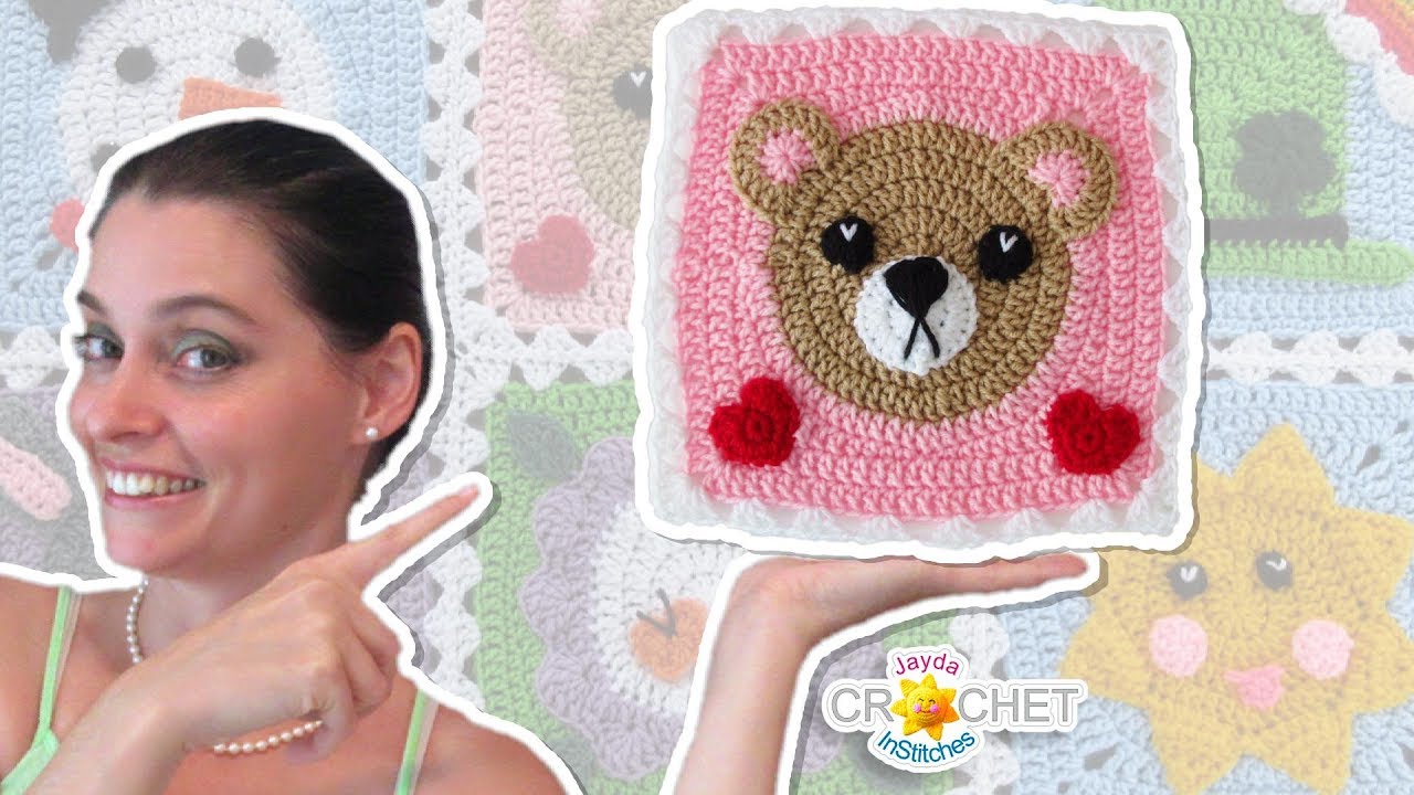 Teddy Bear Square - February Fancy Granny Calendar Blanket - Crochet Pattern
