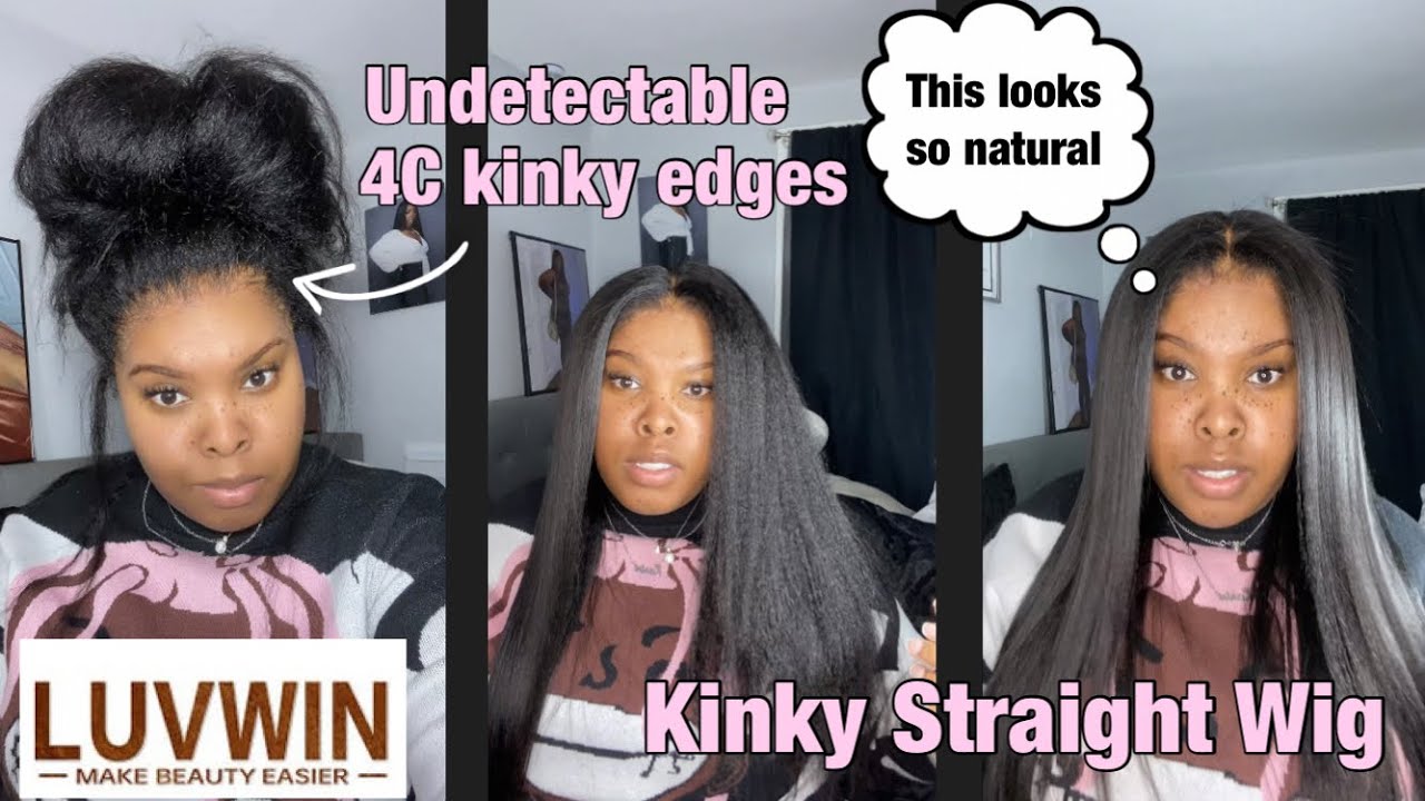 MOST NATURAL 4C Edge Wig|| HD LACE || Kinky Straight fr. LUVWIN