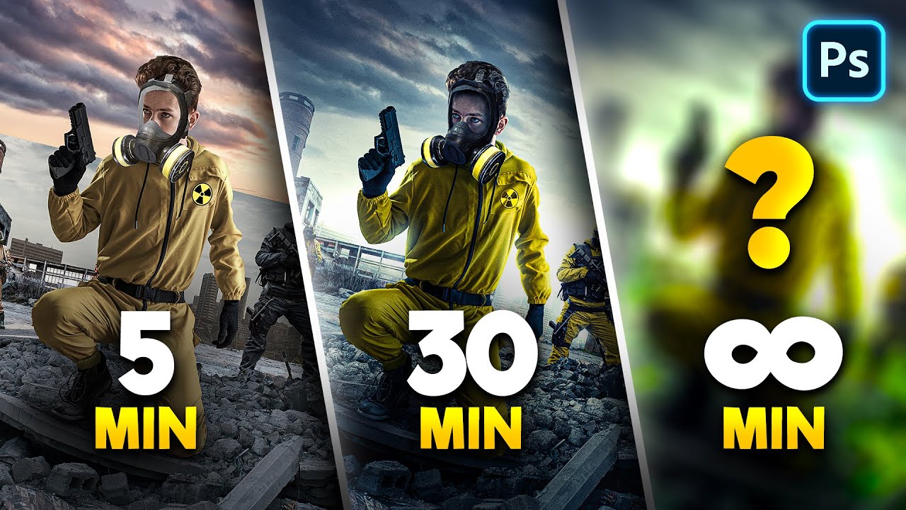 Photoshop Challenge: 5 Minutes vs 30 Minutes vs 3 Hours!