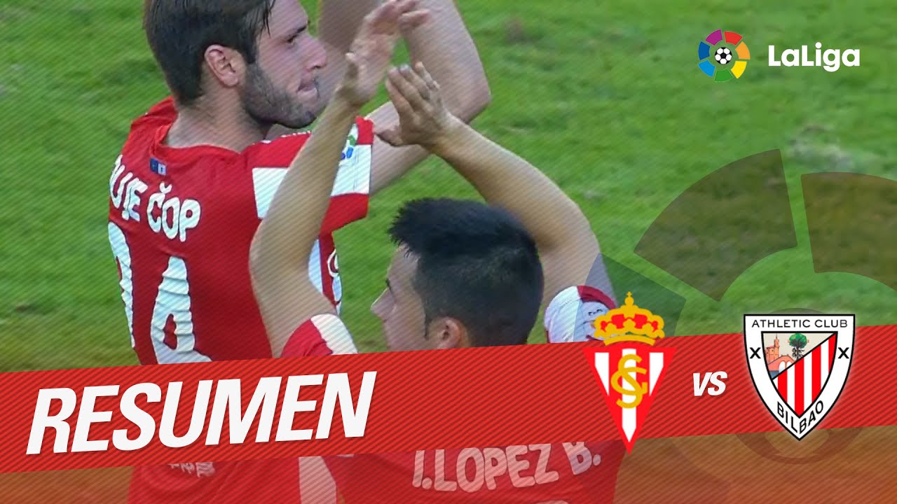 Resumen de Sporting de Gijón vs Athletic Club (2-1)