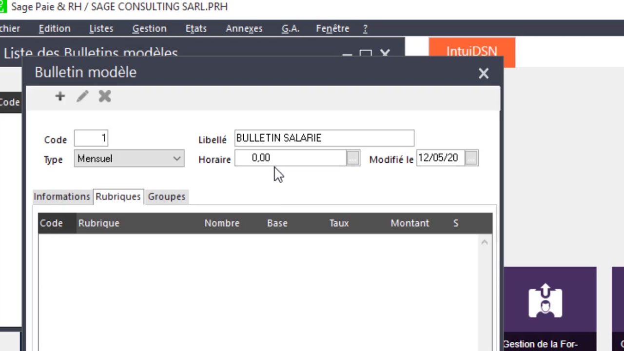 CREATION D'UN BULLETIN MODELE AVEC SAGE PAIE ET RESSOURCES HUMAINES