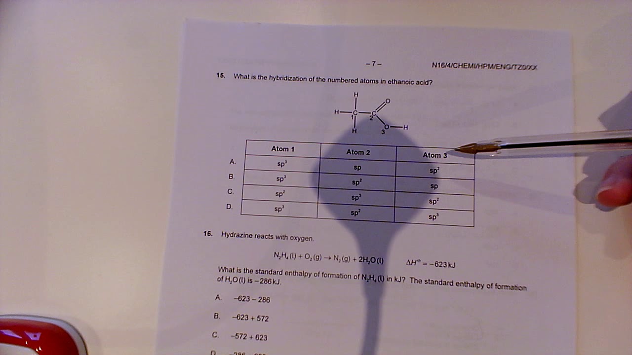 IB Chemistry Paper 1 Nov 2016 Q11-20 Higher Level Walkthrough
