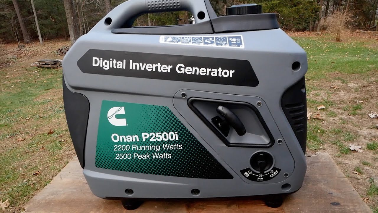 Cummins Onan Portable Inverter Generator, 2500 watt, 2200 running watts. 52 decibels, 48 lbs dry wt.