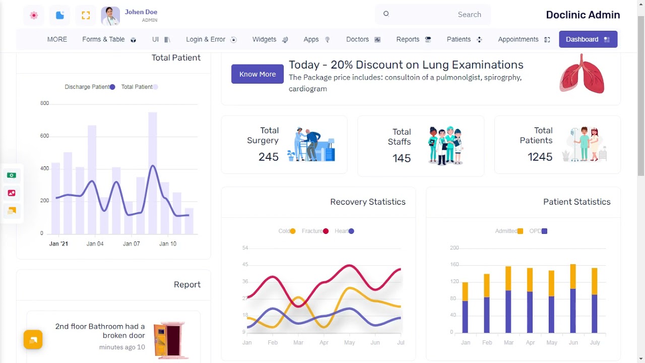 Hospital Dashboard Bootstrap Admin Templates with RTL Light Theme