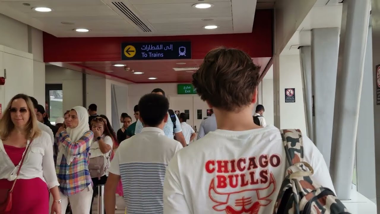 Dubai metro ride: Mall of the Emirates to Jabal Ali Metro Station "Front View on Humid Day"