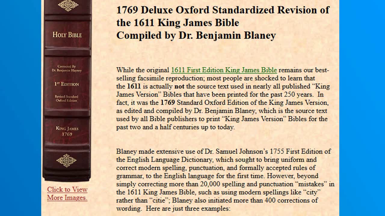 Greatsite.com exposed! Information about the 1769 King James Bible