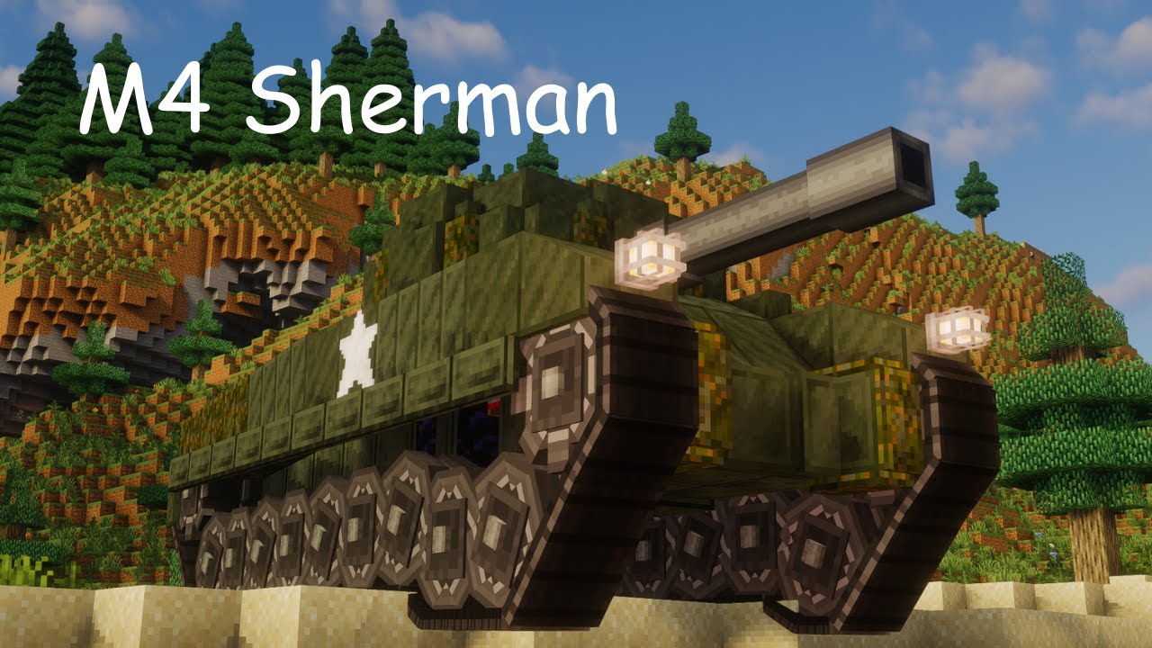 I Built a Working American M4 Sherman Tank in Minecraft!