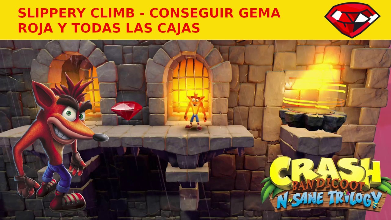 Como conseguir la GEMA ROJA de Slippery Climb en CRASH BANDICOOT N. SANE TRILOGY - Todas las cajas