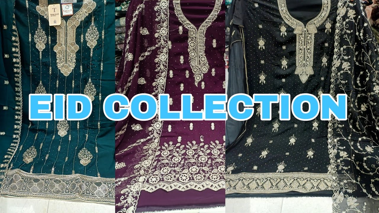 Ramadan eid collection dress material semi stiched heavy dupatta work 