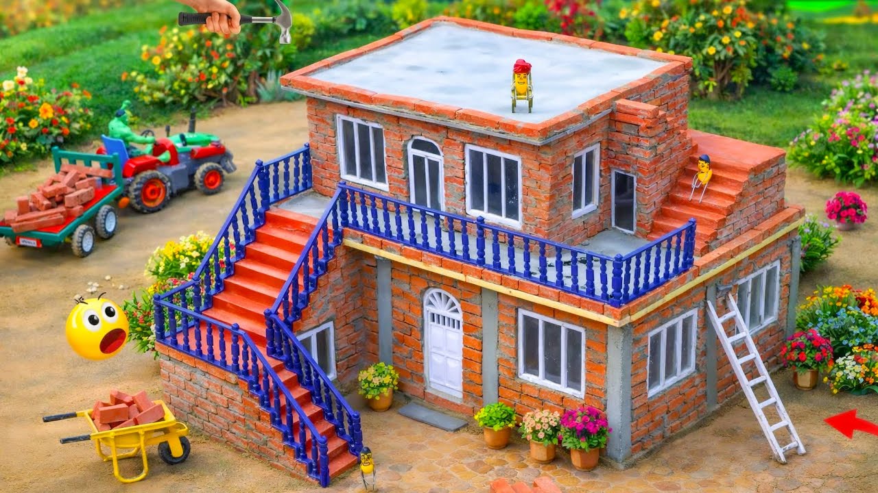 Making diy mini house Construction Process | mini diy bricks and cemented new house Construction |