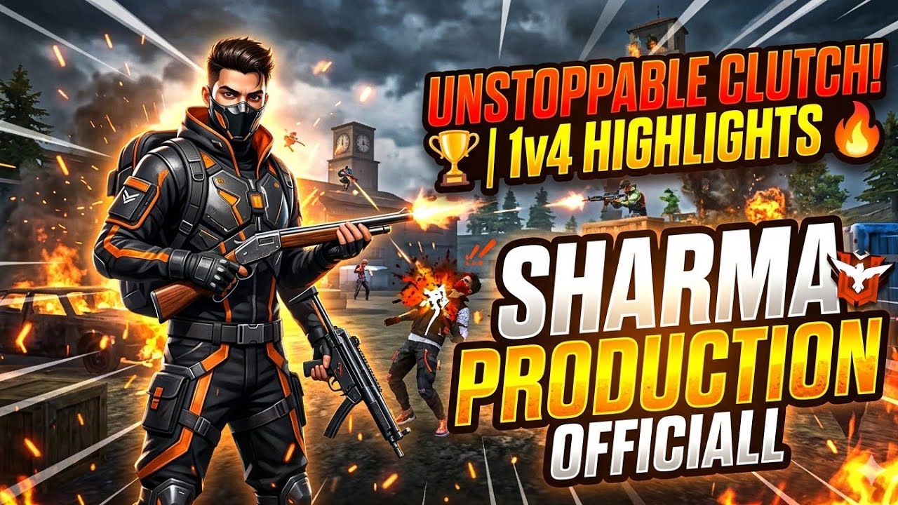 Sharma production Officiall is live! UNSTOPPABLE CLUTCH ll 1v4 🏆 Booyah Free fire 🔥