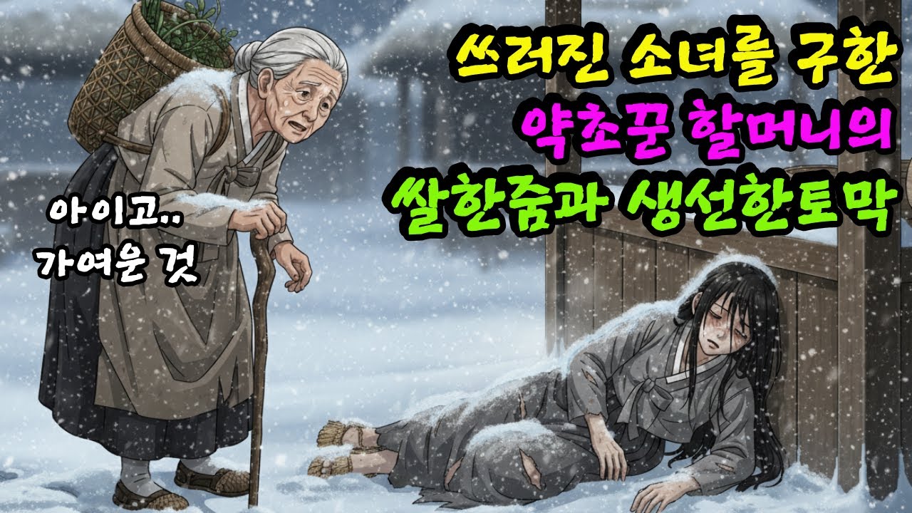 눈보라속 쓰러진 소녀를 구한 약초꾼할머니의 쌀한줌과 생선한토막이 그녀의 인생과 마을을 바꾸었다! ㅣ 옛이야기 옛날이야기 오디오북 수면동화 야담