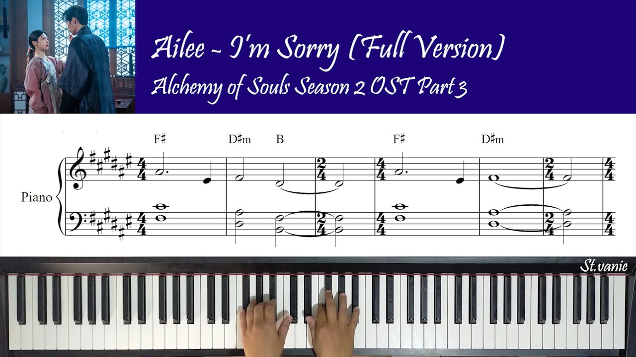Ailee 에일리 - I'm Sorry |Alchemy Of Souls Light And Shadow 환혼: 빛과 그림자 OST Piano Cover+Lyric+MusicSheet
