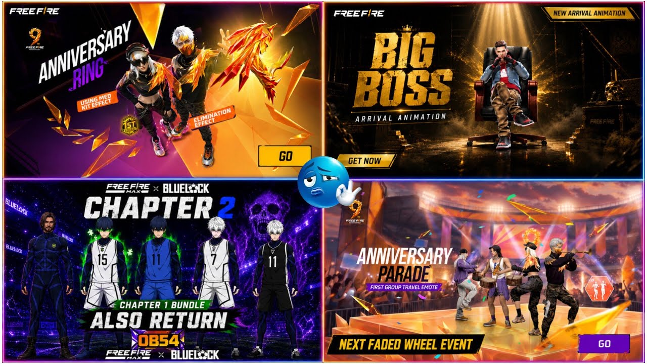 Next Universal Ring Event Free Fire 💥| 9th Anniversary Event Free Fire | Free Fire X Bluelock Return