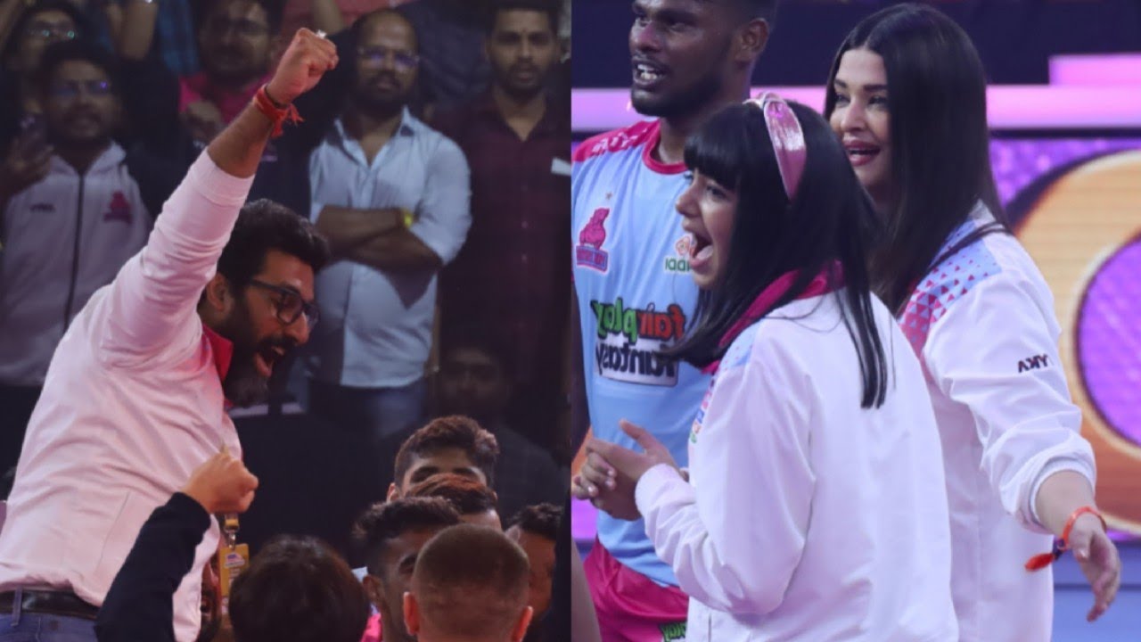 Abhishek Bachchan, Aishwarya Rai , Aradhya celebrate Jaipur Pink  Panther's win in Pro Kabaddi Final