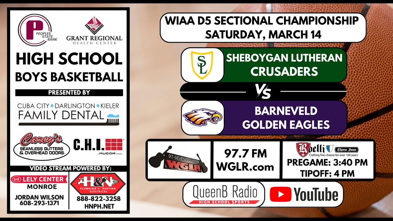 3/14/26  Sheboygan Lutheran vs Barneveld at Watertown | HS Boys Basketball WIAA D5 Sectional Final