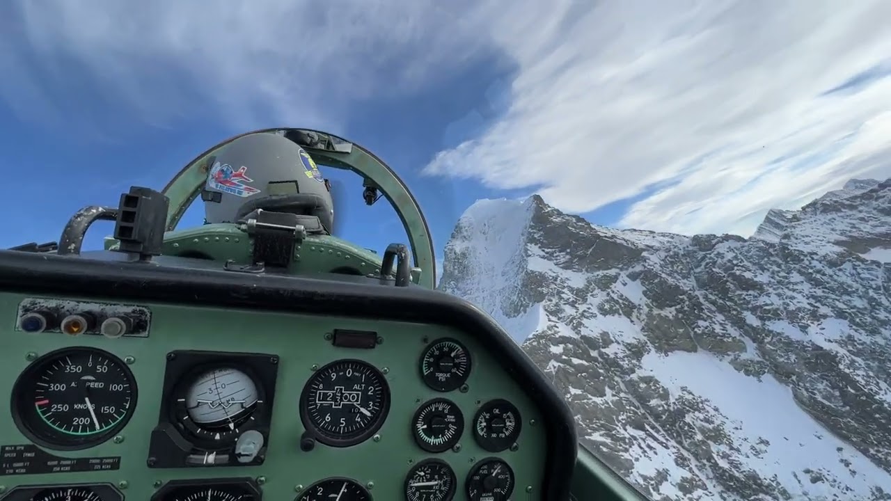 Pilatus PC-7 Low Flight Through Swiss Alps | Jungfraujoch Cockpit View