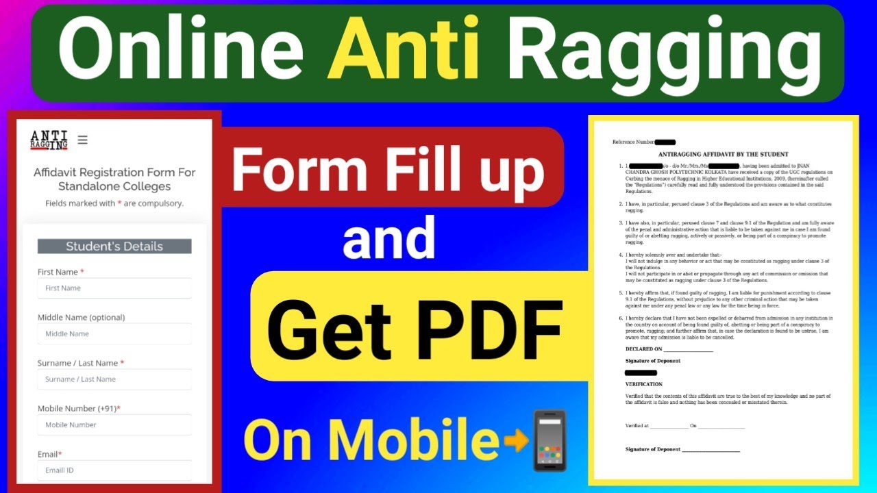 Anti Ragging Online form fill up and get PDF on your mobile | NatiTute