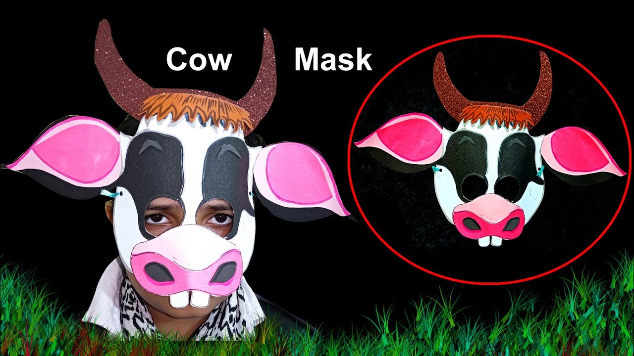 how to make cow mask | cow paper mask | paper craft idea | easy animal mask making idea