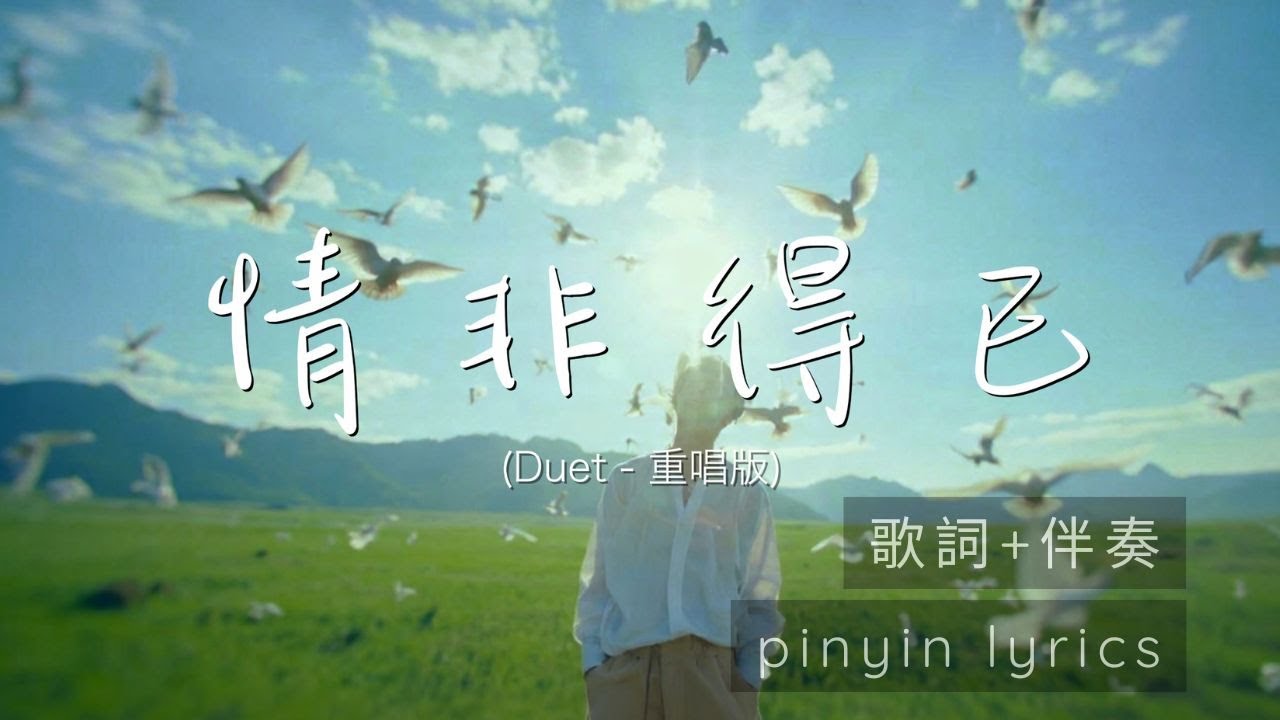 《情非得已 》(R&B Lofi 合唱版）伴奏版 + 動態歌詞 pinyin 『只怕我自己会爱上你 也许有天会情不自禁。』#翻唱 #经典老歌 #必听热门歌曲  #情歌 #中文歌曲  #卡拉OK