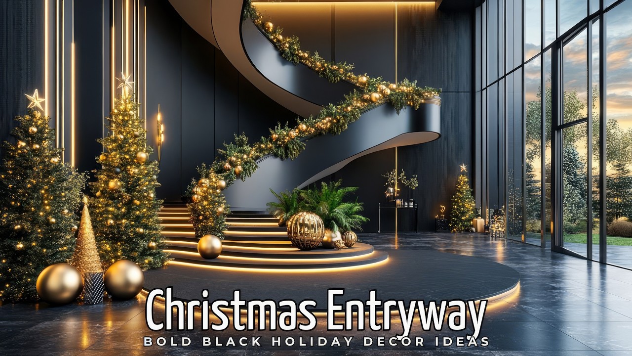 Elevate Your Christmas Entryway  Bold Black Holiday Decor Ideas