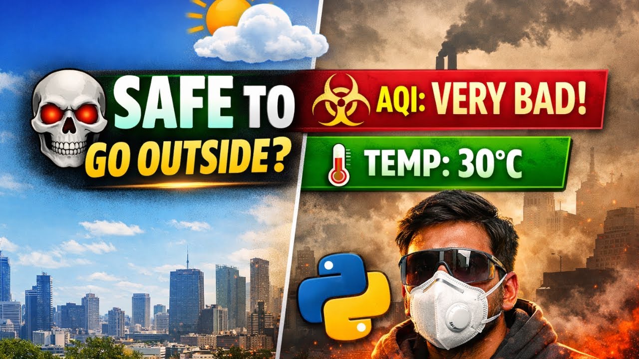 😳 Python Weather + AQI App 🔥 | City ka Pollution LIVE Check Karo (Hindi)