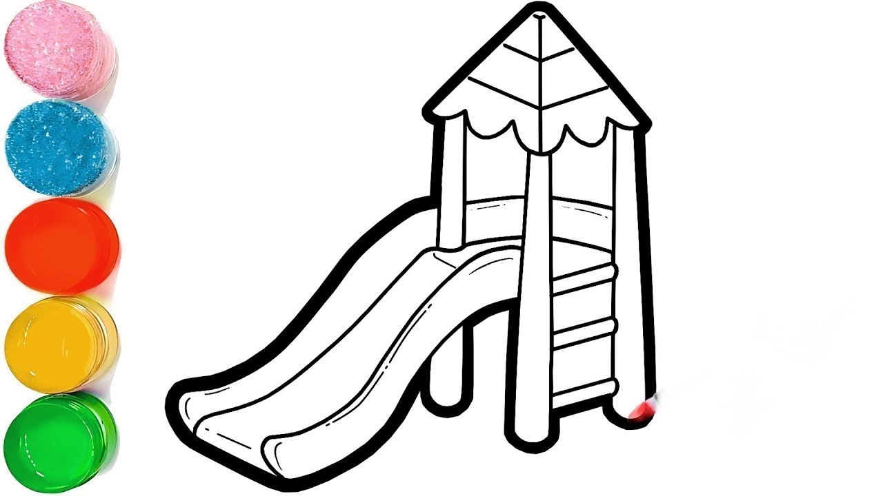 How To Draw a Playground Slide Drawing | Beautiful Slide Drawing | Children Park Slide Drawing