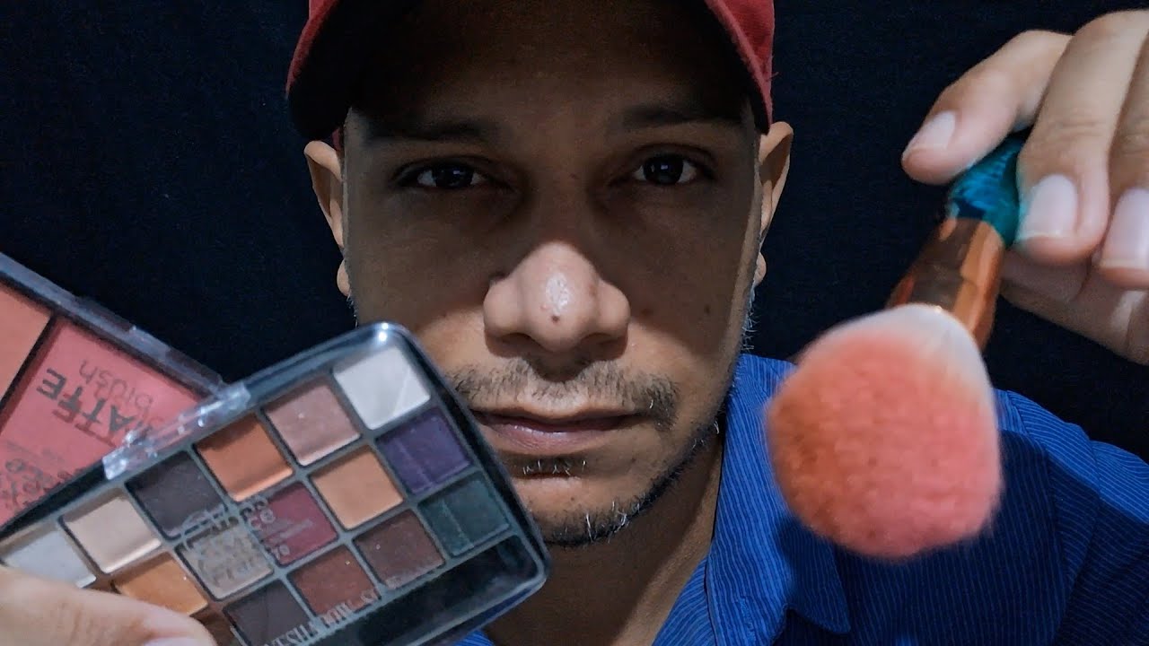 ASMR CASEIRO MAQUIANDO VOCÊ (Sussurros, Sons de Boca, Pincel na Tela, Maquiagem) #asmrcaseiro