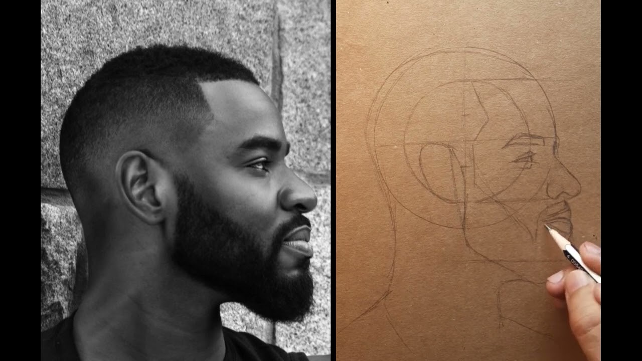 تعليم رسم البورتريه من الجانب بأستخدام طريقة لوميس