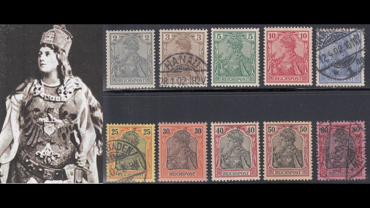 Germania Briefmarke, die Dienstälteste Dame auf Deutschen Briefmarken