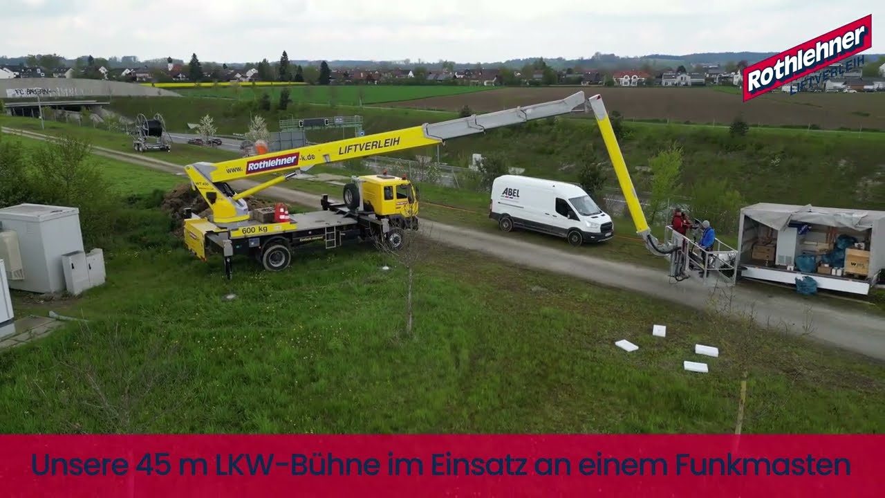Rothlehner - Einsatz unserer 45 m LKW-B&uuml;hne TL450 an einem Funkmast