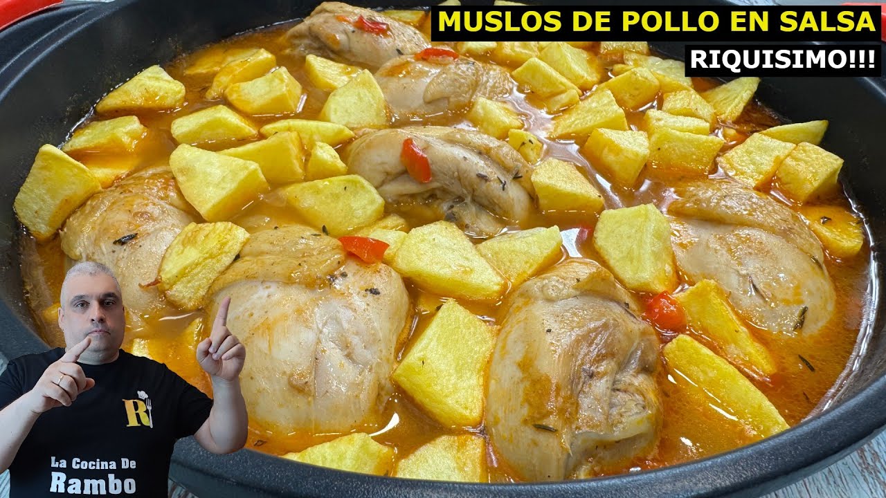 Receta de Muslos de Pollo en salsa con Patatas Muy Fácil 😍 ¡Te encantará!