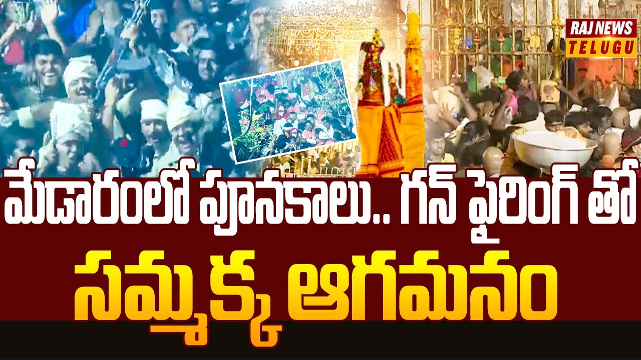 మేడారంలో పూనకాలు.. గన్ ఫైరింగ్ తో  సమ్మక్క ఆగమనం | Medaram Jatara | Sammakka Saralamma Jatara