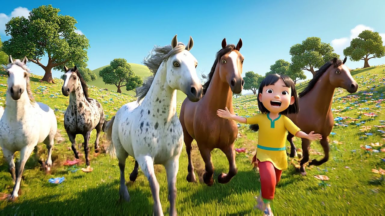 Five Little Horses Neigh Neigh Neigh | Nursery Rhymes for Kids & Baby Songs