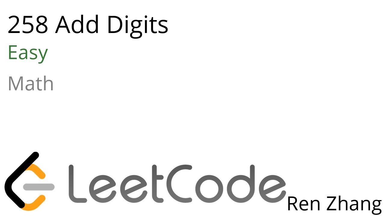 Leetcode 258 Add Digits
