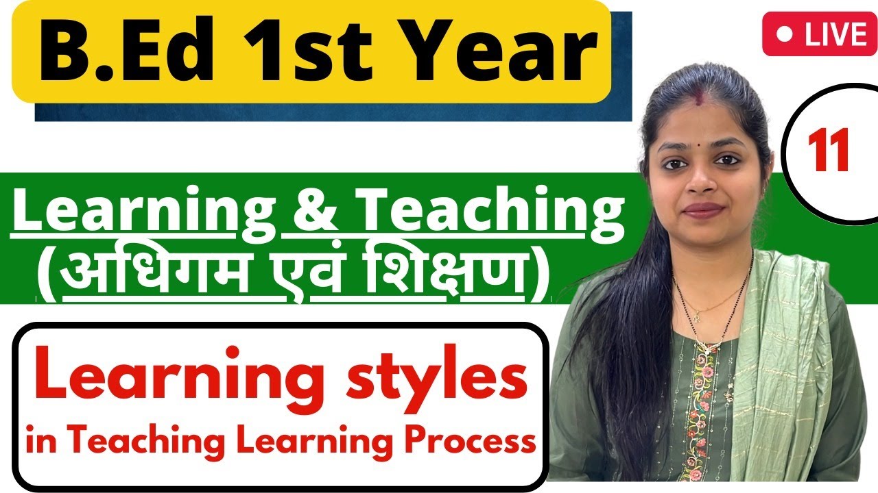 Learning Style in Teaching Learning Process | Learning And Teaching | MDU/CRSU Bed 1st Year