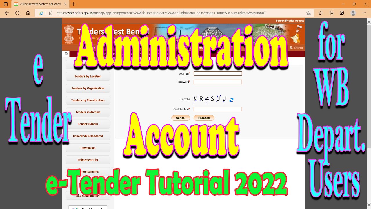 E-Tender Administration Account for WB Departmental Users ‖ Create Department User