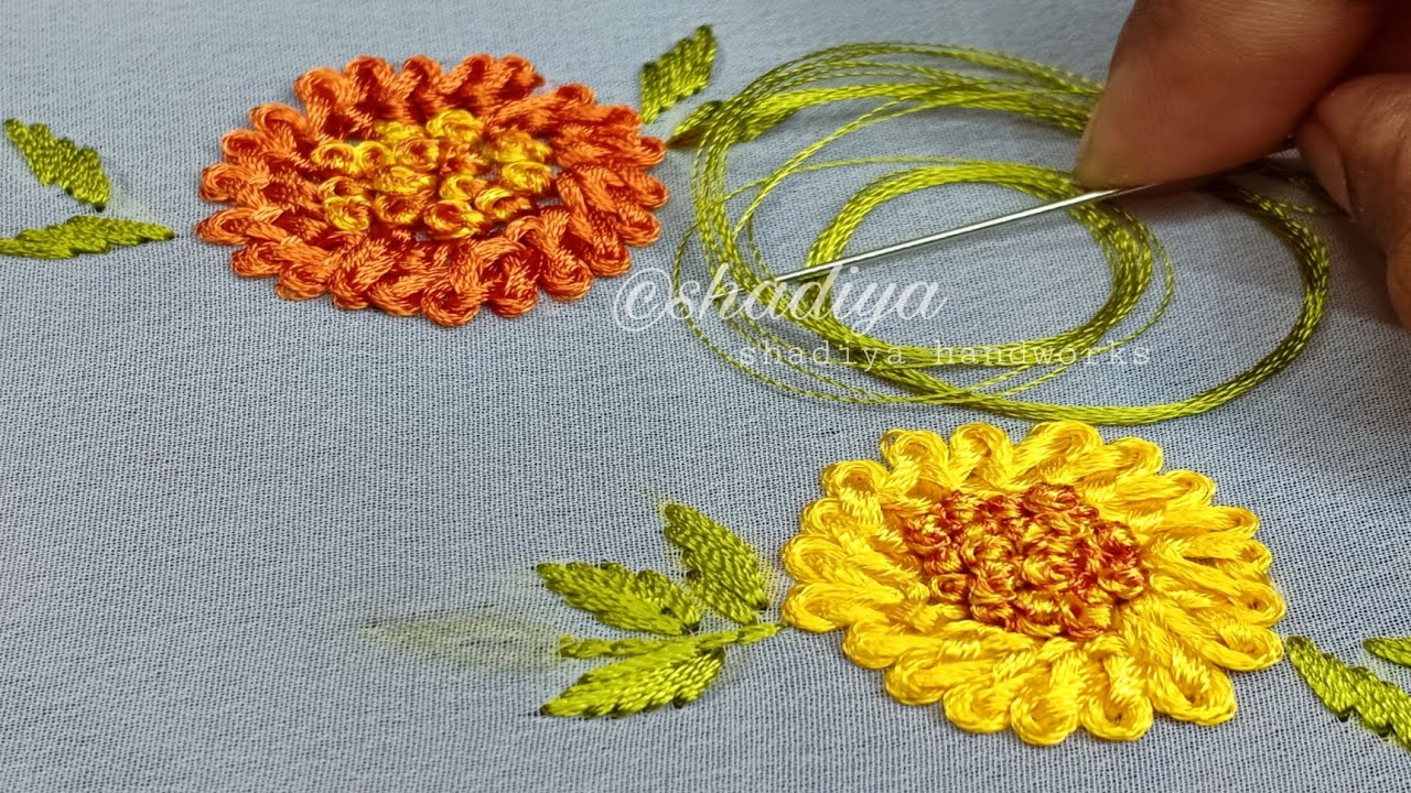 Beautiful  hand embroidery all over flower with silk thread|hand #embroidery flower