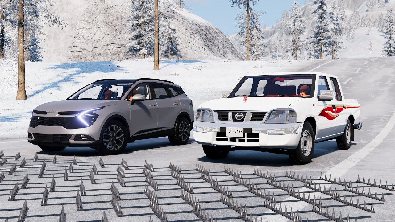 محاكي الحوادث : السيارات ضد الشوك 🚗🚧 65# BeamNG drive