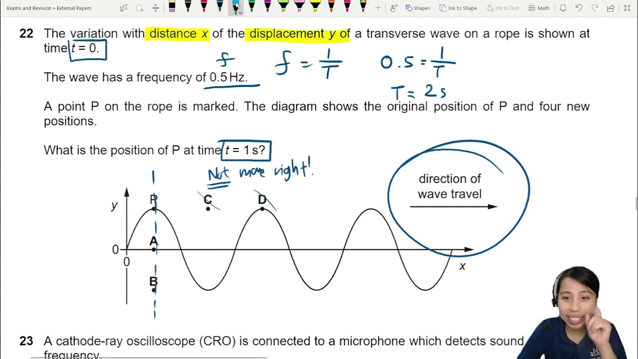 7.1a Ex4 MJ22 P13 Q22 Displacement of Particle | AS Waves | Cambridge A Level 9702 Physics