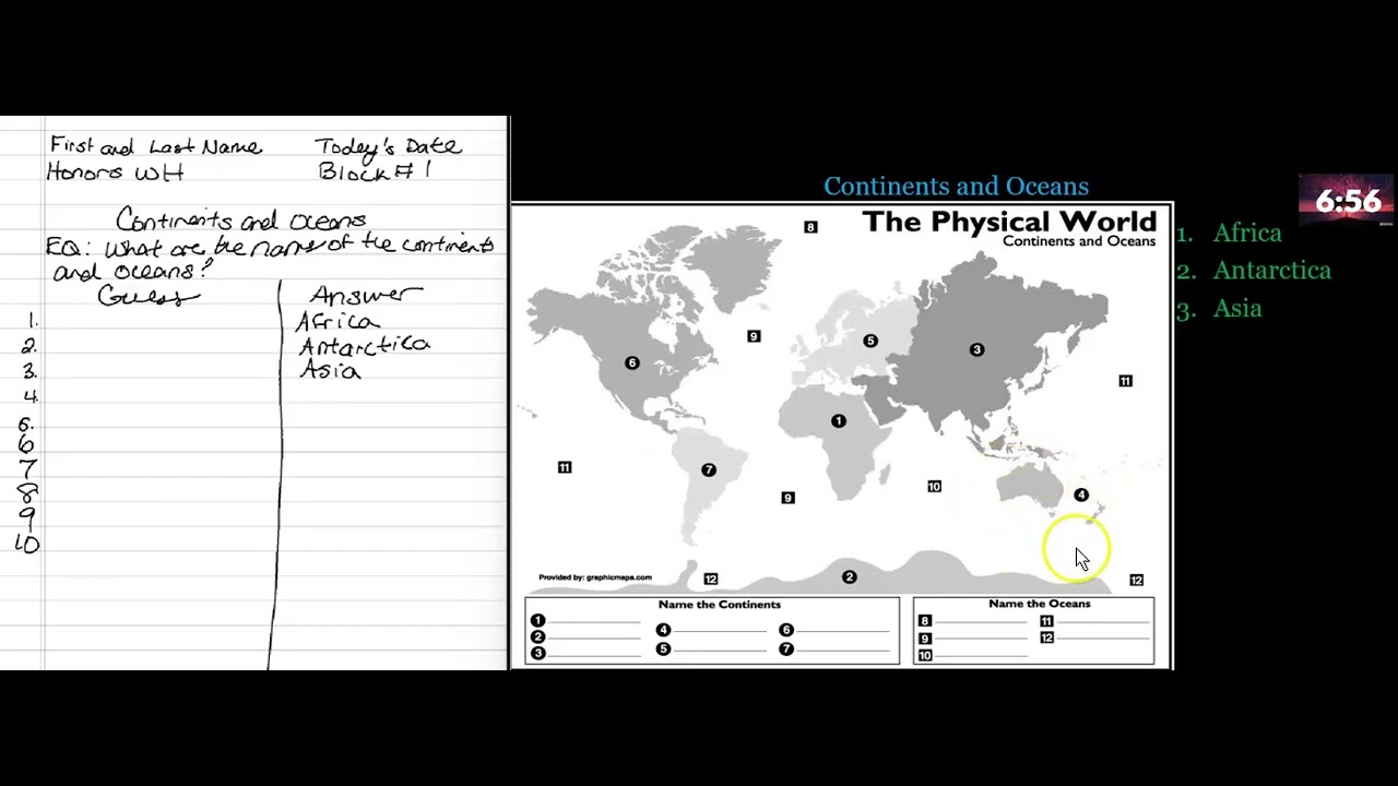 Labeling Continents and Oceans