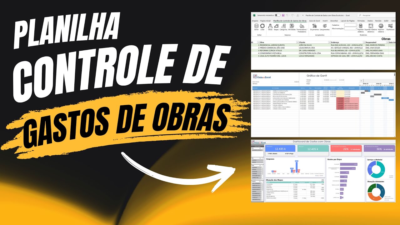 [Excel] Planilha Controle de Gastos de Obras - Controle de Gastos, Etapas e Gráficos