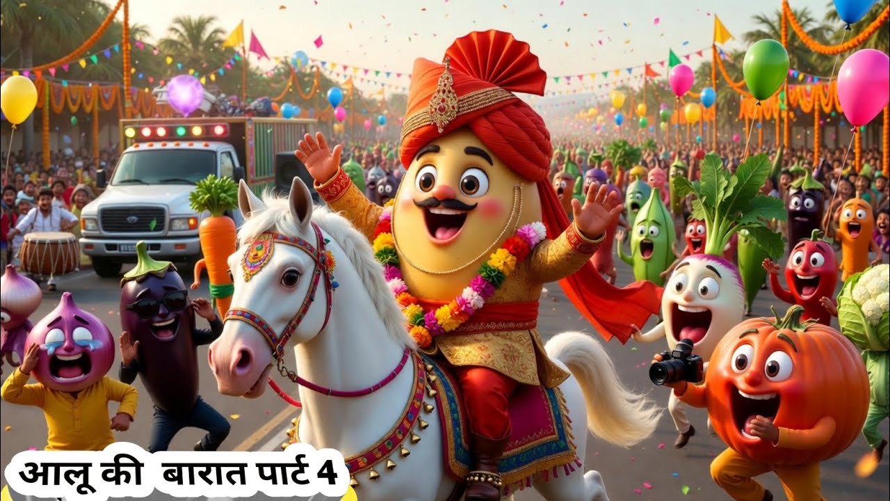 🥔 Aalu Ki Nikli Barat 😂 |  Dancing 3d cartoon & Hilarious Vegetable Wedding | Kids Cartoon Fun