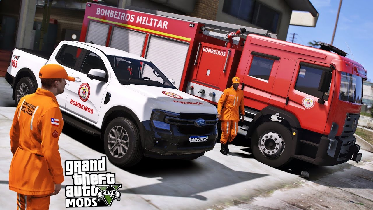 GTA V CBMBA - BOMBEIROS SÃO RECEBIDOS A TIROS EM SOCORRO | OCORRÊNCIA DE INCÊNDIO CRIMINOSO NA MATA